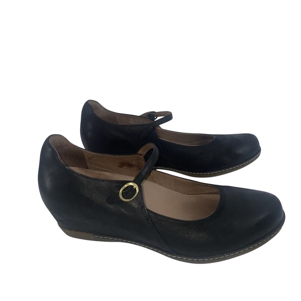 Dansko Black Leather Mary Jane Heels Size 41